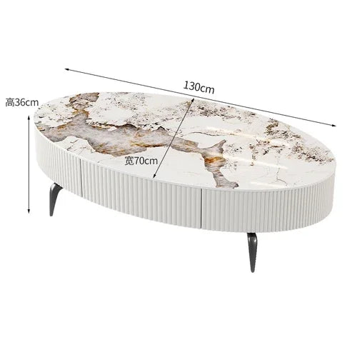 Minimalist Oval Coffee Table - Nordic Design with Storage