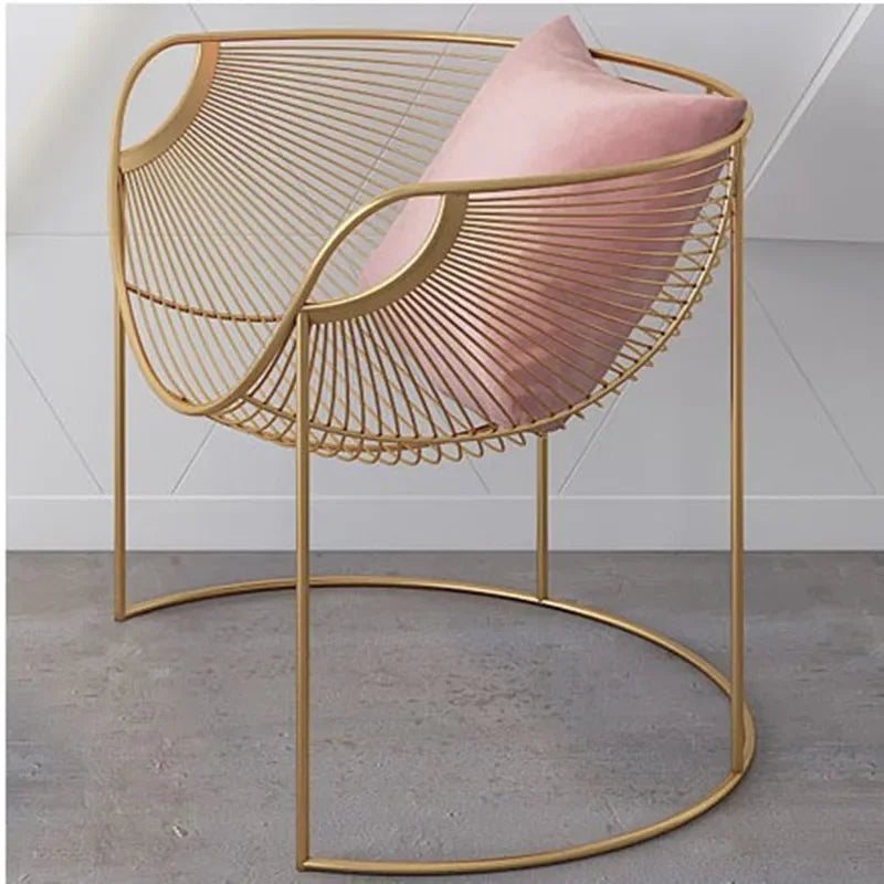 Nordic Iron Art Armchair - Golden Luxury Living Room Chair