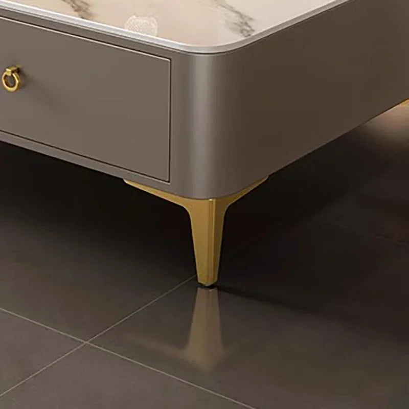 Light Luxury Slate Coffee Table with Storage - High-End Marble Effect
