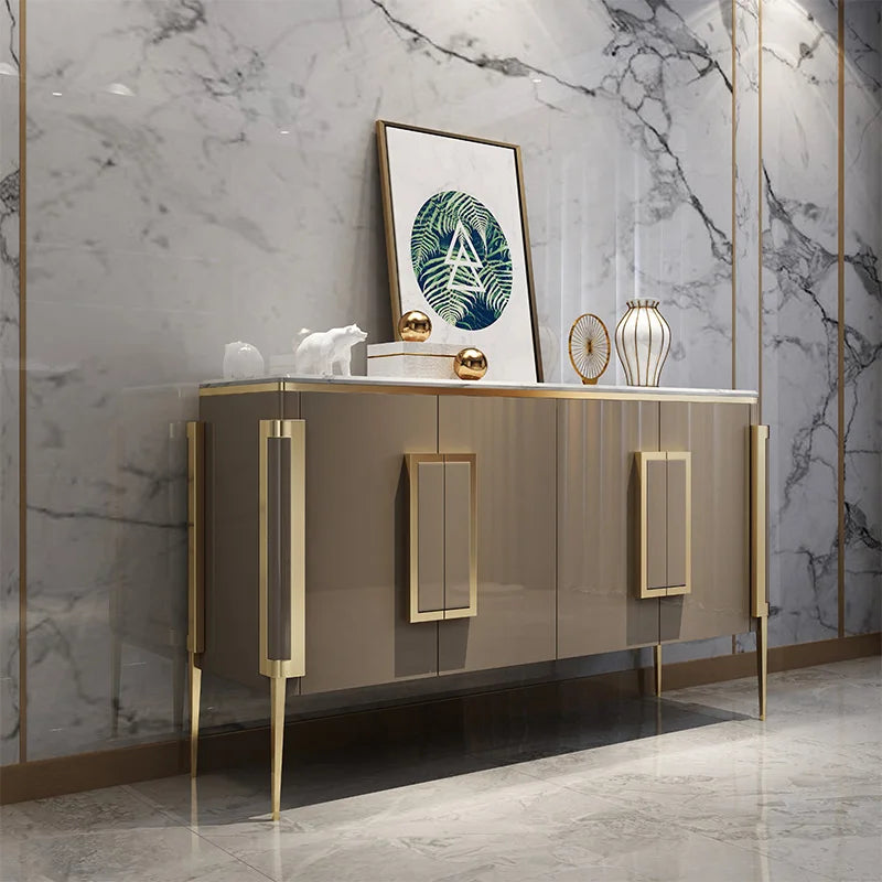 Nordic Gold Coffee Table & Sideboard Buffet – Elegant TV Stand and Storage