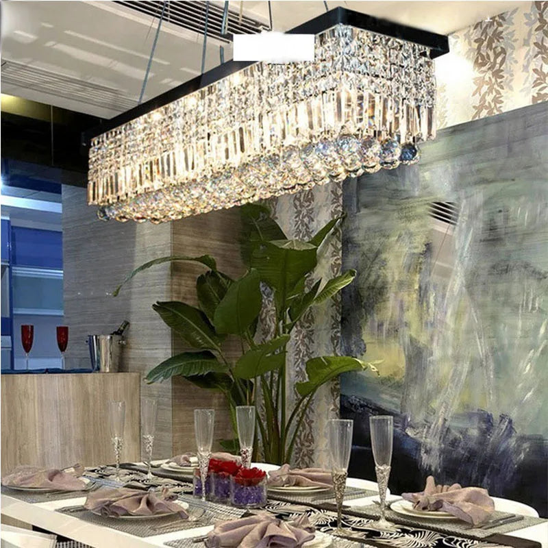 Modern LED Crystal Pendant Light - 500mm Chandelier for Dining Room