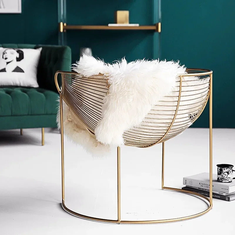 Nordic Iron Art Armchair - Golden Luxury Living Room Chair