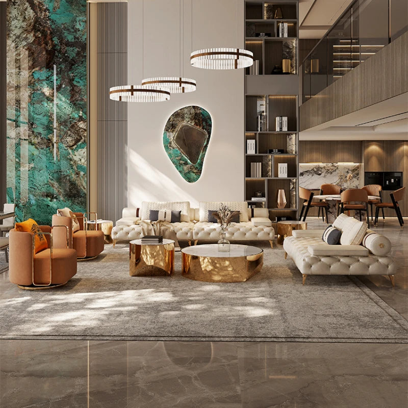 Designer Luxury Leather Sofa and Chair - Individual Sectional Sofa