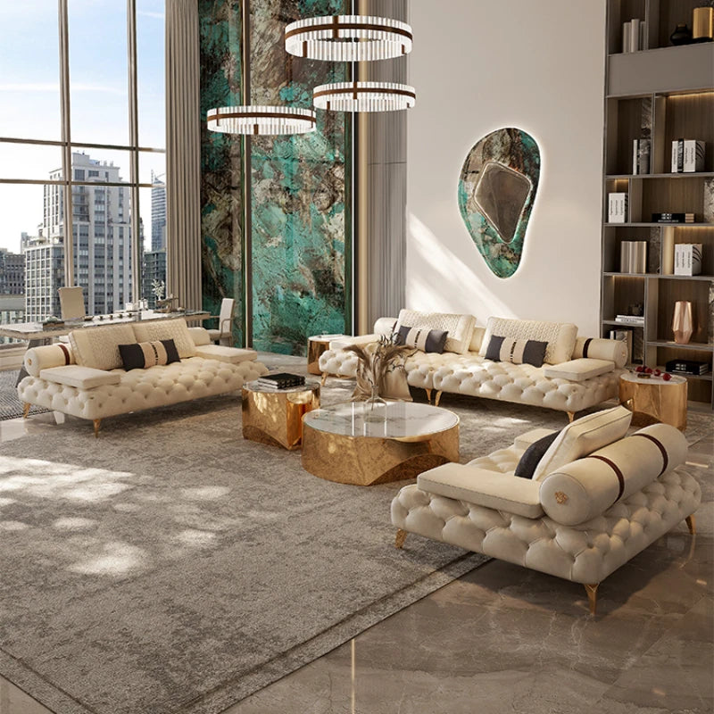 Designer Luxury Leather Sofa and Chair - Individual Sectional Sofa