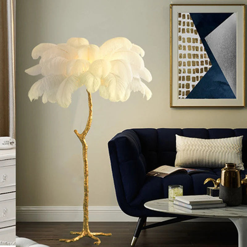 Nordic LED Floor Lamp - Luxury Ostrich Feather Standing Light