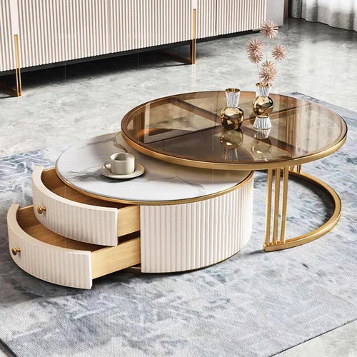 Luxury Marble Effect Coffee Table - Nordic Side Table